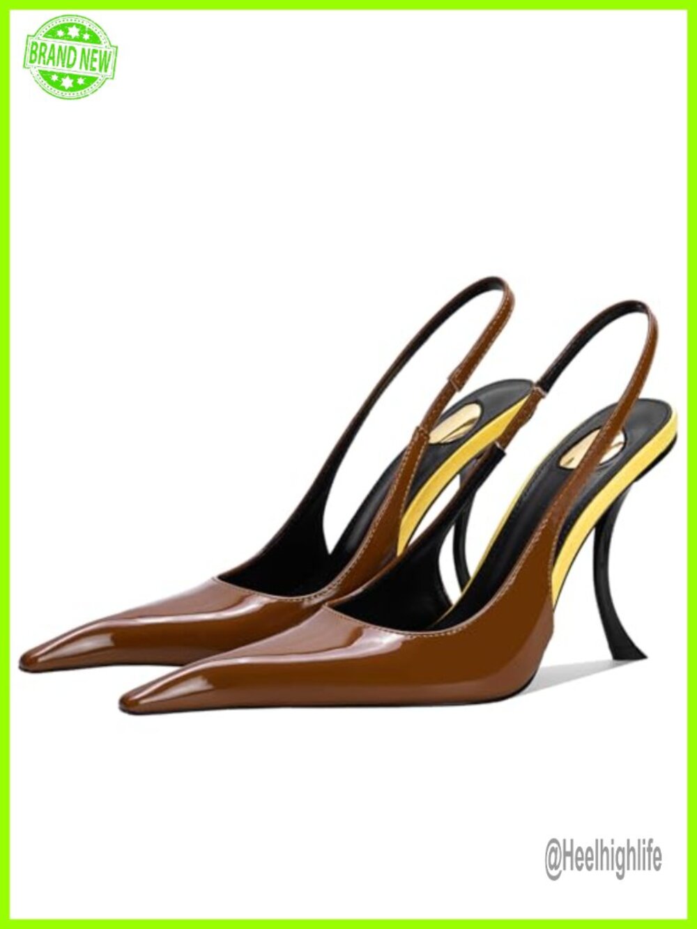 Pointed Toe Slingback Kitten Heels 4 Inch Stiletto Patent Pumps for Wedding